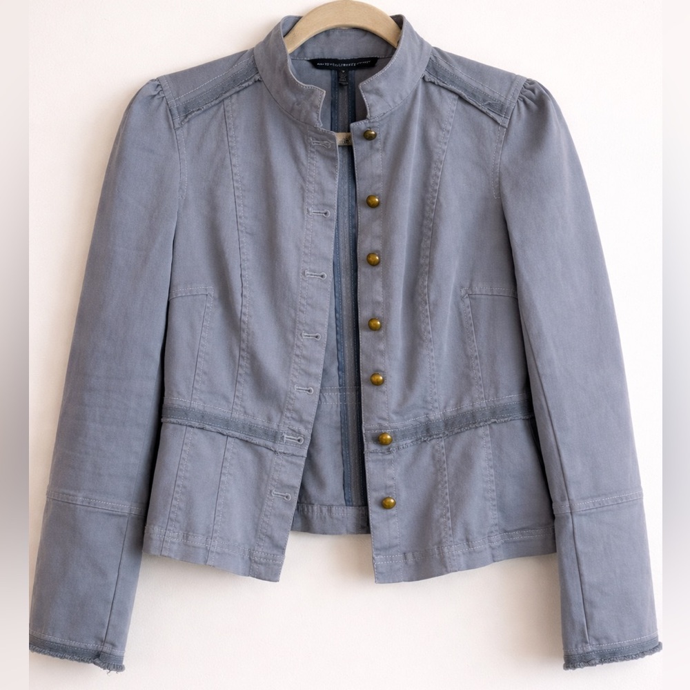 White House Black Market Blue Gray Cropped Jacket